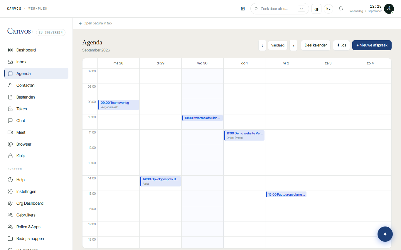 De weekagenda met de afspraken van deze week