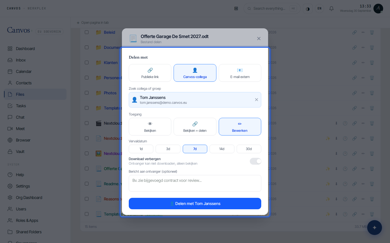 The share dialog with a colleague and edit rights