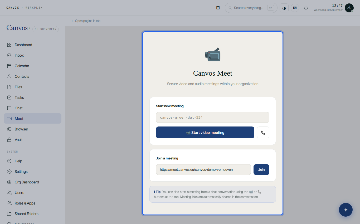 The join meeting field with a meeting link