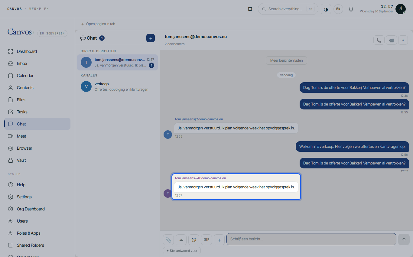 Tom's reply in the conversation