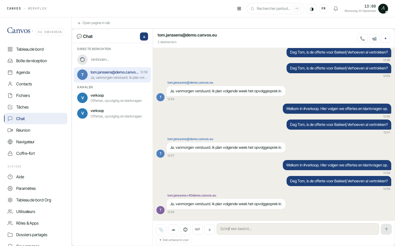 Le formulaire Nouveau canal avec nom, sujet et membres