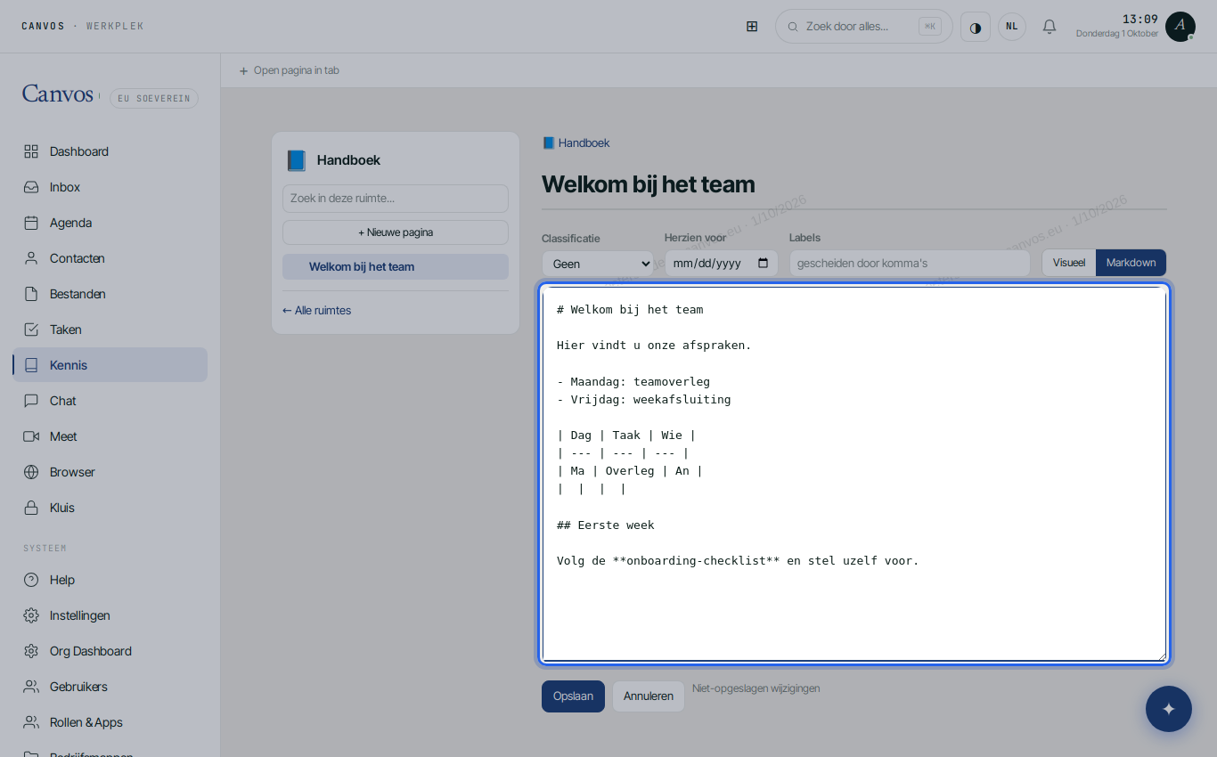 De Markdown-weergave met de brontekst van de pagina