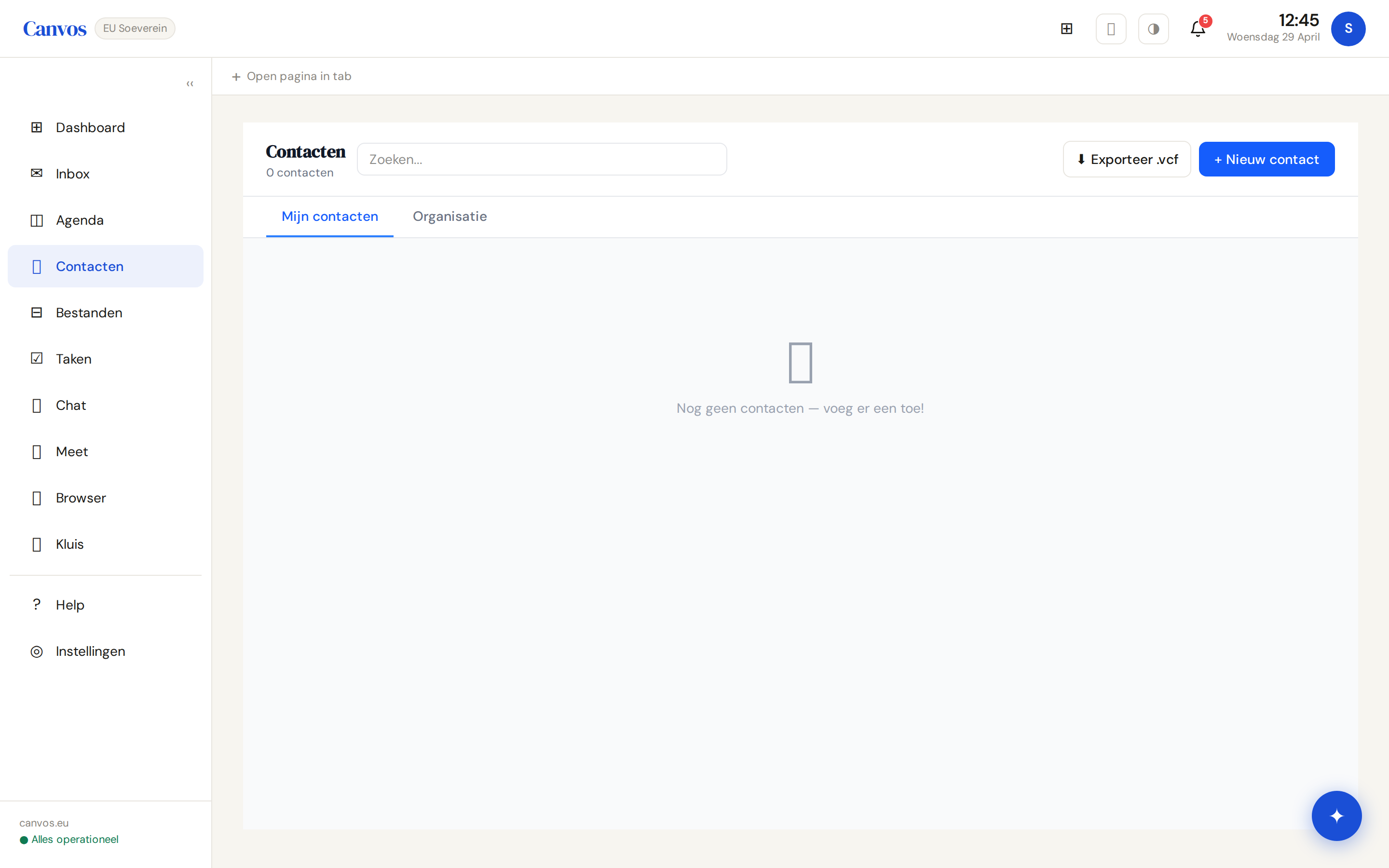 Canvos Contacten — Adresboek